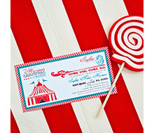 Vintage Carnival Circus Birthday Party Printable Invitation - Aqua Red